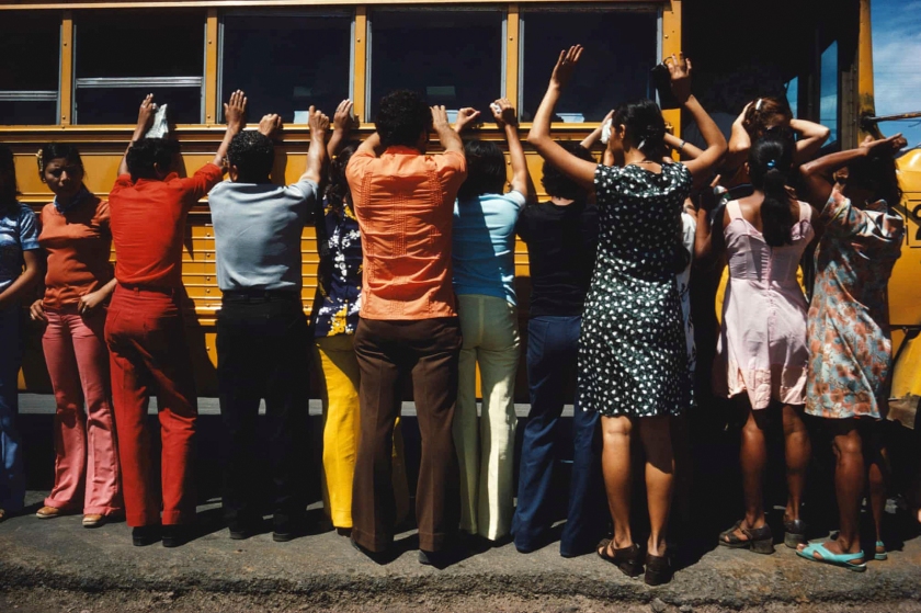 Susan Meiselas (American, b. 1948) 'Soldiers search bus passengers along the Northern Highway, El Salvador' 1980