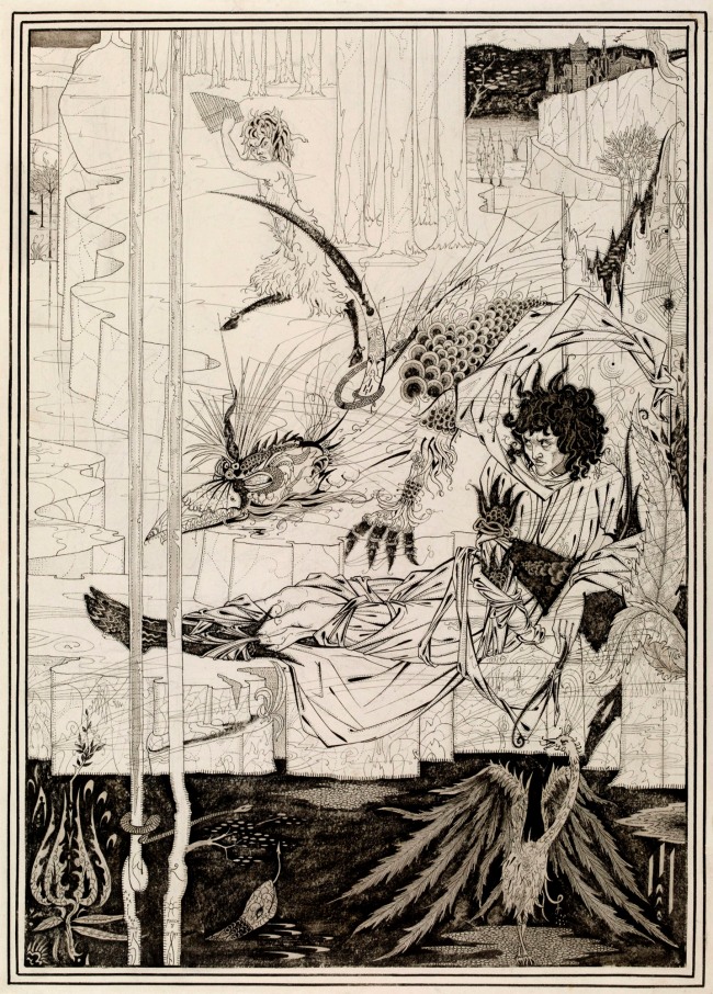 Aubrey Beardsley (British, 1872-98) 'How King Arthur saw the Questing Beast, and thereof had great marvel' 1893