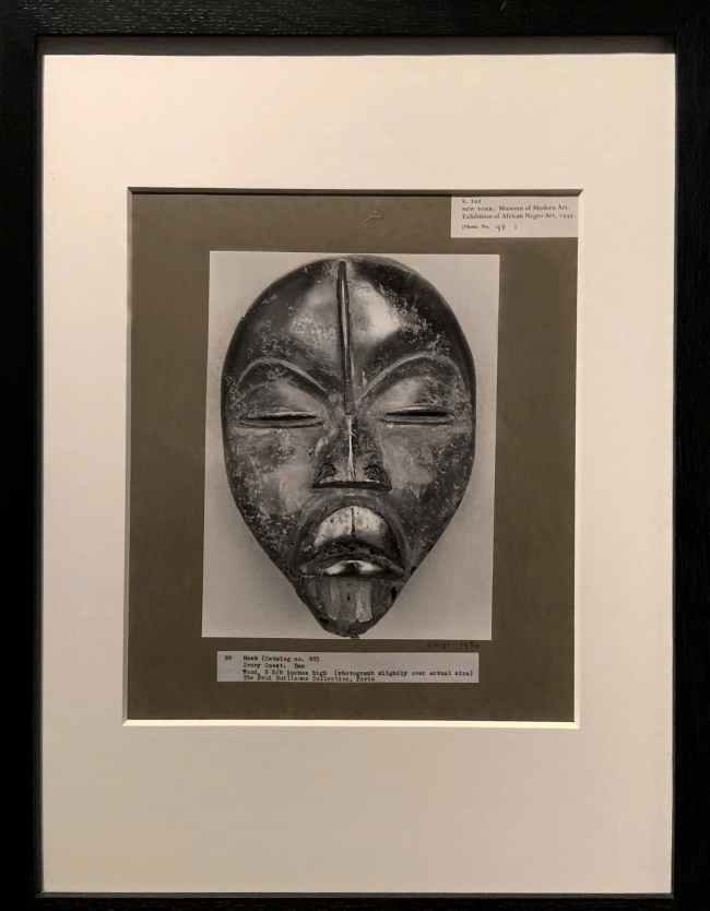 Walker Evans (American, 1903-1975) 'Photograph of African mask, from an exhibition entitled African Negro Art at the Museum of Modern Art, New York' 1935 (installation view)