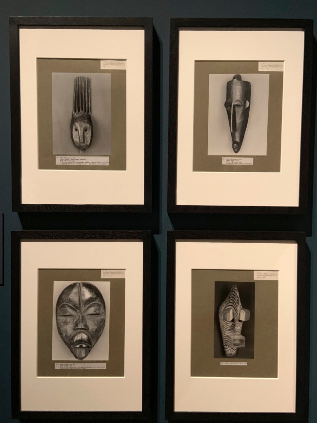 Walker Evans (American, 1903-1975) 'Photographs of African masks, from an exhibition entitled African Negro Art at the Museum of Modern Art, New York' 1935 (installation view)