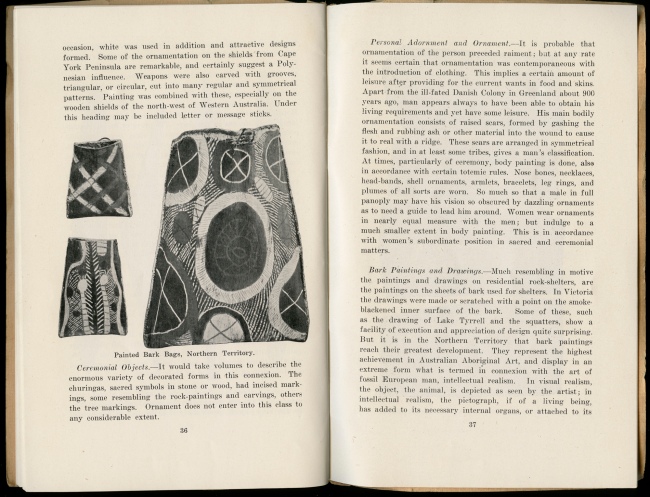 "The Art of the Australian Aboriginal" by A.S. Kenyon in the pamphlet 'Australian Aboriginal Art' by Charles Barrett and A.S. Kenyon