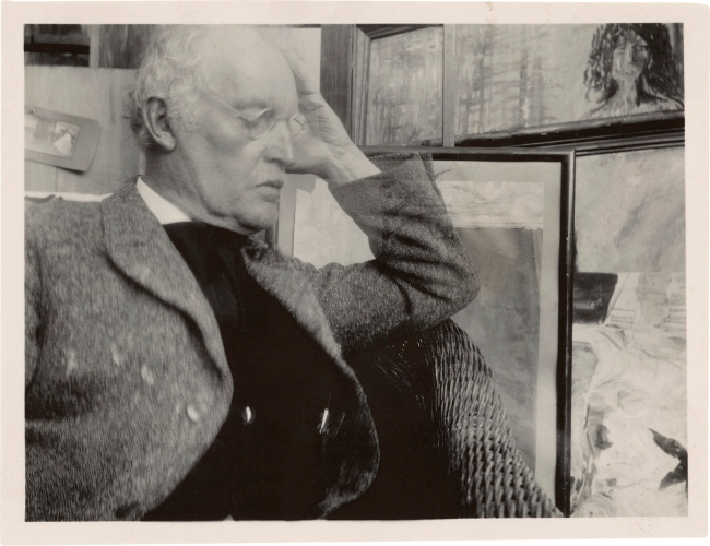 Edvard Munch (Norwegian, 1863-1944) 'Self-Portrait with Paintings, Ekely' 1930