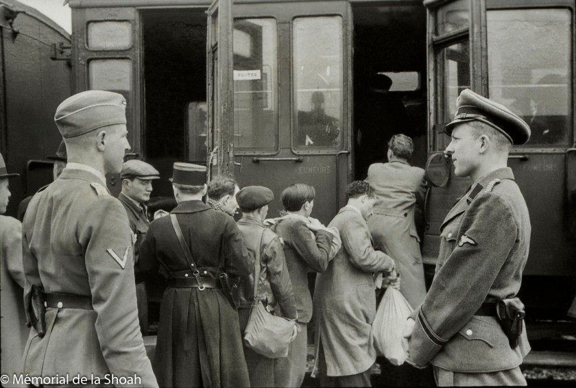Harry Croner (German, 1903-1992) 'Untitled [Theodor Dannecker oversees the transfer of the rounded up Jews to the Austerlitz station]' May 14, 1941