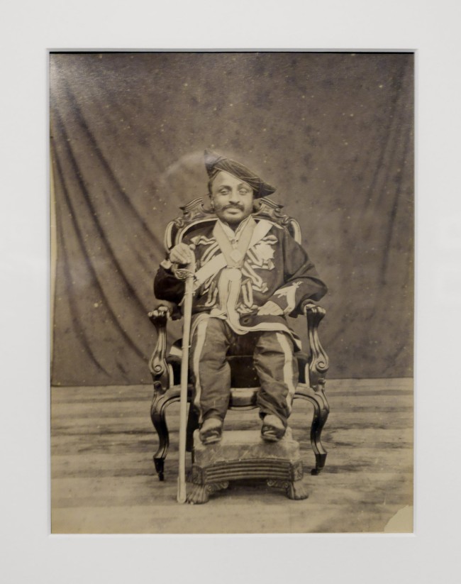 Unknown photographer. 'HH Maharaja Shrimant Sir Anandrao III Puar Sahib Bahadur, Maharaja of Dhar' c. 1870 (installation view)