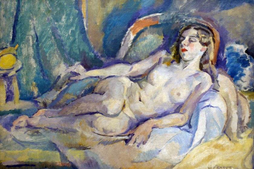 William Frater (Australian born Scotland, 1890-1974, Australia from 1913) 'Reclining nude' c. 1933 (installation view detail)