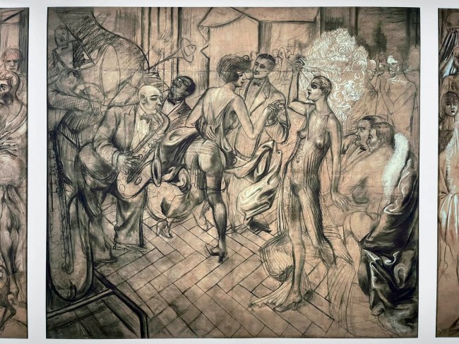 Otto Dix (German, 1891-1969) Karton zum "Groβstadt-Triptychon" (Cartoon for "The Grande Ville triptych") 1927-1928 (installation view detail)