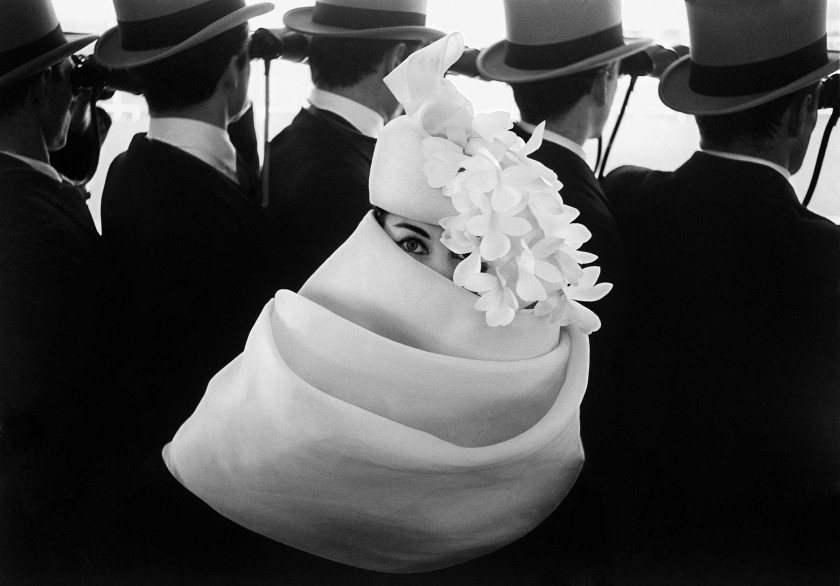 Frank Horvat (Italian, 1928-2020) 'Mode à Longchamp, Givenchy hat, Paris For Jardin des Modes' 1958