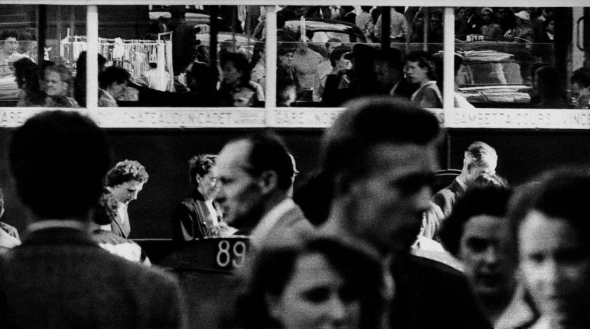 Frank Horvat (Italian, 1928-2020) 'Telephoto Paris, traffic in front of Saint-Lazare station, Paris' 1956