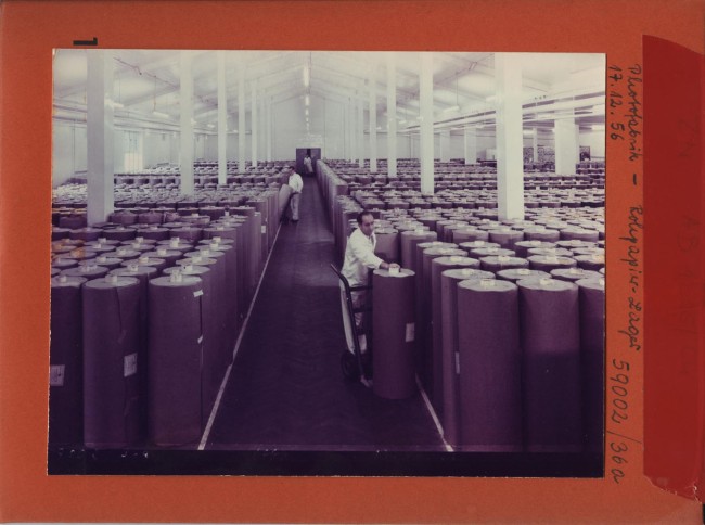 Unknown photographer. 'Raw paper storage, Agfa AG, Leverkusen' 1956