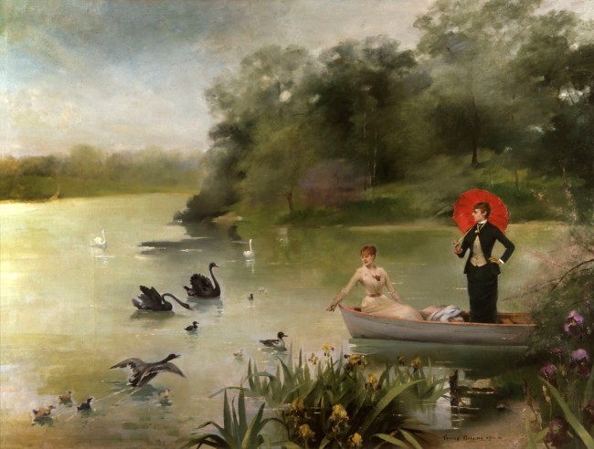 Louise Abbéma (French, 1853-1927) 'Sarah Bernhardt et Louise Abbéma sur un lac' 1883