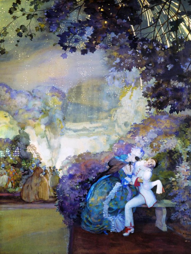 Konstantin Somov (Russian, 1869-1939) 'Pierrot and Lady (The Fireworks)' 1910