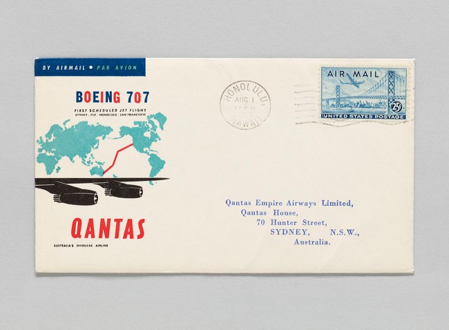 Qantas Empire Airways, First Boeing 707 Flight, Honolulu–Sydney airmail flight cover August 1, 1959