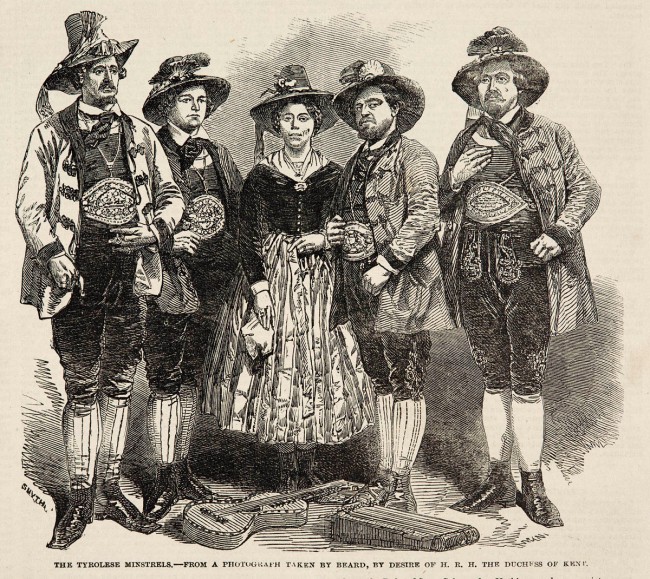Smyth (engraver) 'The Tyrolese Minstrels – from a photograph taken by Beard, by desire of H.R.H. The Duchess of Kent'