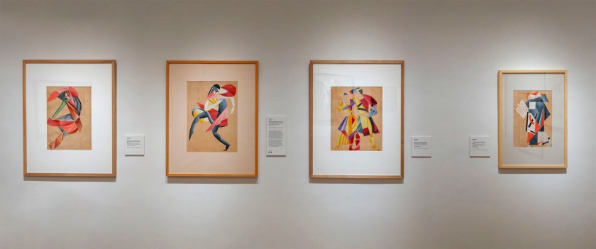 Installation view of the exhibition 'In the Eye of the Storm: Modernism in Ukraine, 1900-1930s' at the Thyssen-Bornemisza Museum, Madrid showing the work of  Vadym Meller