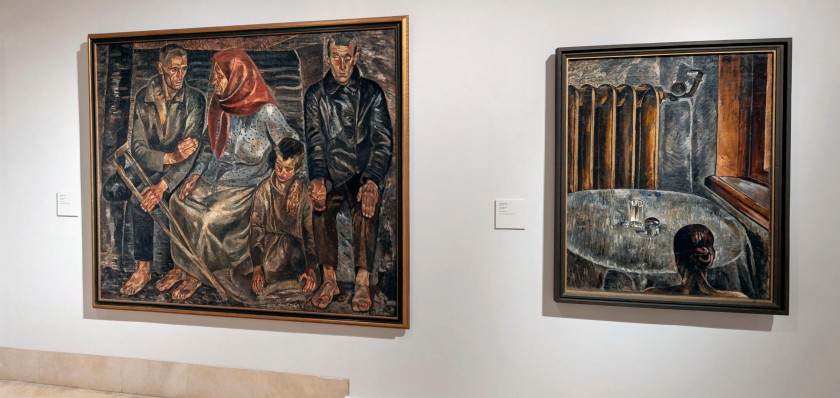 Installation view of the exhibition 'In the Eye of the Storm: Modernism in Ukraine, 1900-1930s' at the Thyssen-Bornemisza Museum, Madrid showing at left, Anatol Petrytskyi's 'Disabled' (1924)