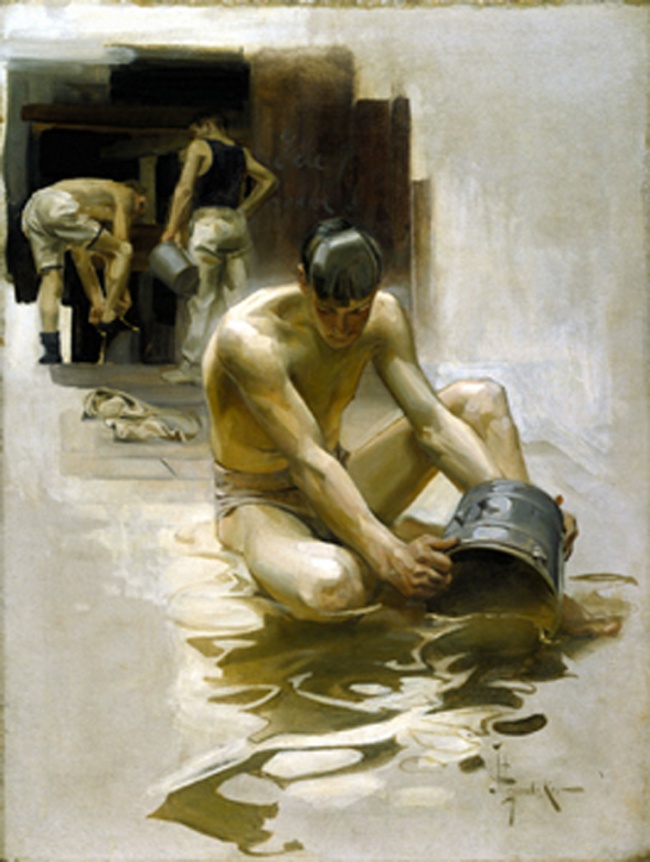 J.C. Leyendecker (American, 1874-1951) 'In the Yale Boathouse' 1905