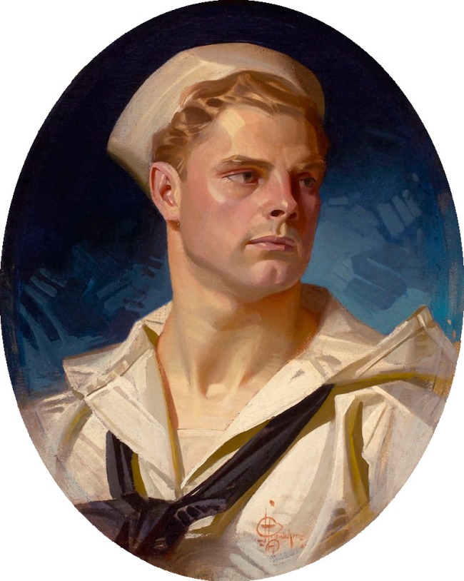 J.C. Leyendecker (American, 1874-1951) 'Portrait of an American Sailor, Charles Beach' 1918