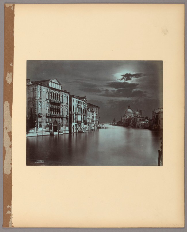 Carlo Naya (Italian, 1816-1882) 'Venice: View of the Canal Grande and Santa Maria della Salute from the Ponte della Carità (Moonlight Effect)' c. 1870