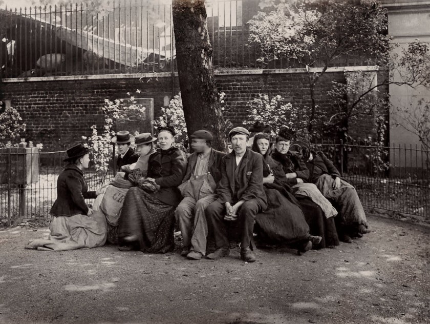 Jack London (American, 1876-1916) 'Homeless people in Itchy Park, Spitalfields' 1902