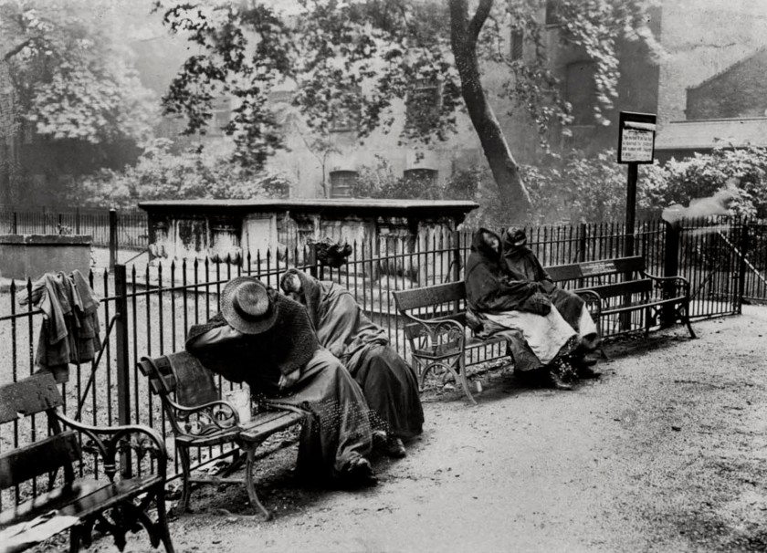 Jack London (American, 1876-1916) 'Homeless women in Spitalfields Garden' 1902