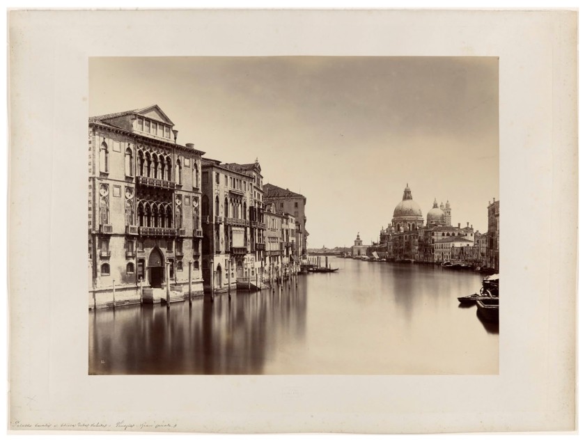 Carlo Naya (Italian, 1816-1882) 'Venice. Cavalli Palace and the Grand Canal looking towards the Santa Maria della Salute church' c. 1877