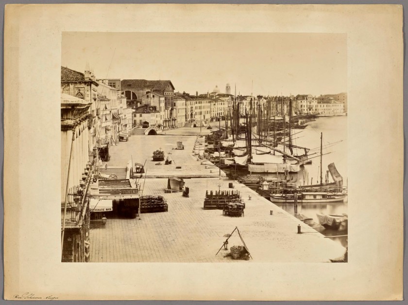 Carlo Naya (Italian, 1816-1882) 'Venice: Riva degli Schiavoni (with Carlo Naya's studio in the left foreground)' c. 1865-1875