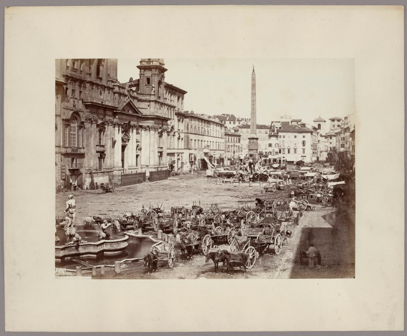 Giorgio Sommer (Italian born Germany, 1834-1914) 'Rome: The Market on Piazza Navona' c. 1862
