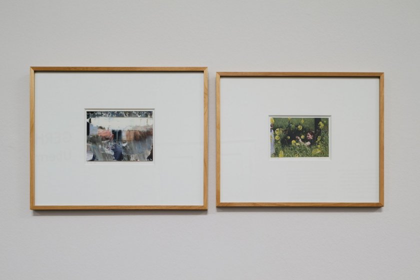 Installation view of the exhibition 'Gerhard Richter. Overpainted Photographs' at Albertinum at the Staatliche Kunstsammlungen Dresden showing at left, '4.12.06'; at at right, '21.2.08'