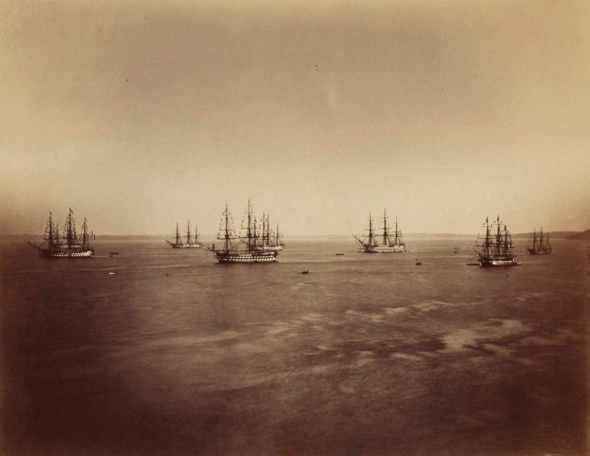 Gustave Le Gray (French, 1820-1884) 'Flotte franco-anglaise en rade de Cherbourg' (Franco-English fleet in Cherbourg harbour) August 4-8, 1858