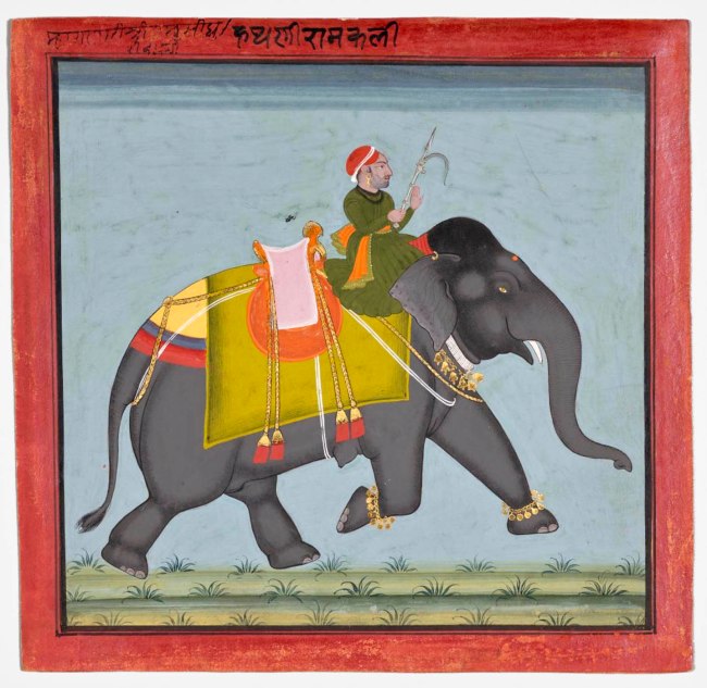 Unknown artist (Indian) 'Royal Elephant Ramkali with a Mahout' c. 1761