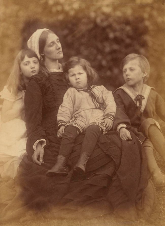 Julia Margaret Cameron (English, 1815-1879, Ceylon (Sri Lanka) 1875-1879) 'Mrs Herbert Duckworth, her son George, Florence Fisher and H. A. L. Fisher' c. 1871
