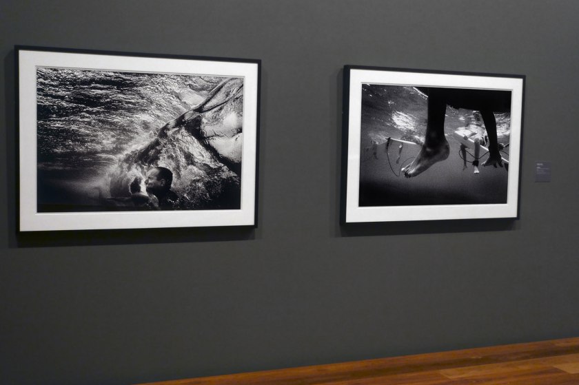 Installation view of the exhibition Photography: Real & Imagined at The Ian Potter Centre: NGV Australia, Melbourne showing Narelle Autio's two photographs 'Untitled' from 'The Seventh Wave' series (1999-2000)