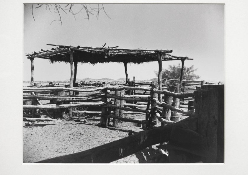 Heather George (Australian 1907-1983) 'Stockyards, stockmen in distance. Wave Hill Station, Northern Territory' 1952, printed 1978 (installation view)