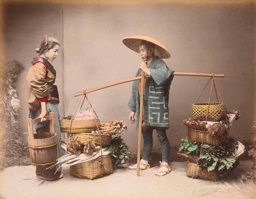 Kusakabe Kimbei (Japanese, 1841-1934) 'Vegetable peddler' 1880s