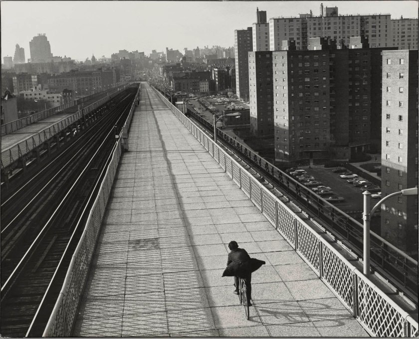 Arthur Tress (American, b. 1940) 'Boy on Bike Crossing Williamsburg Bridge, New York' 1969