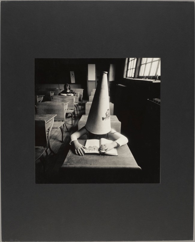 Arthur Tress (American, b. 1940) 'Girl With Dunce Cap, P.S. 3, New York, New York' 1972 (installation view)